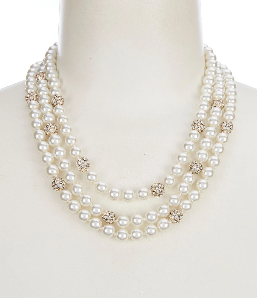 Cezanne Fireballs & Pearls Triple Row Short Multi Strand Necklace