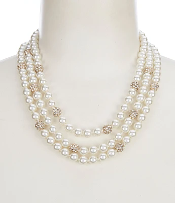 Cezanne Fireballs & Pearls Triple Row Short Multi Strand Necklace