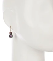 Cezanne Light Amethyst Rectangle Stone Pearl Drop Earrings