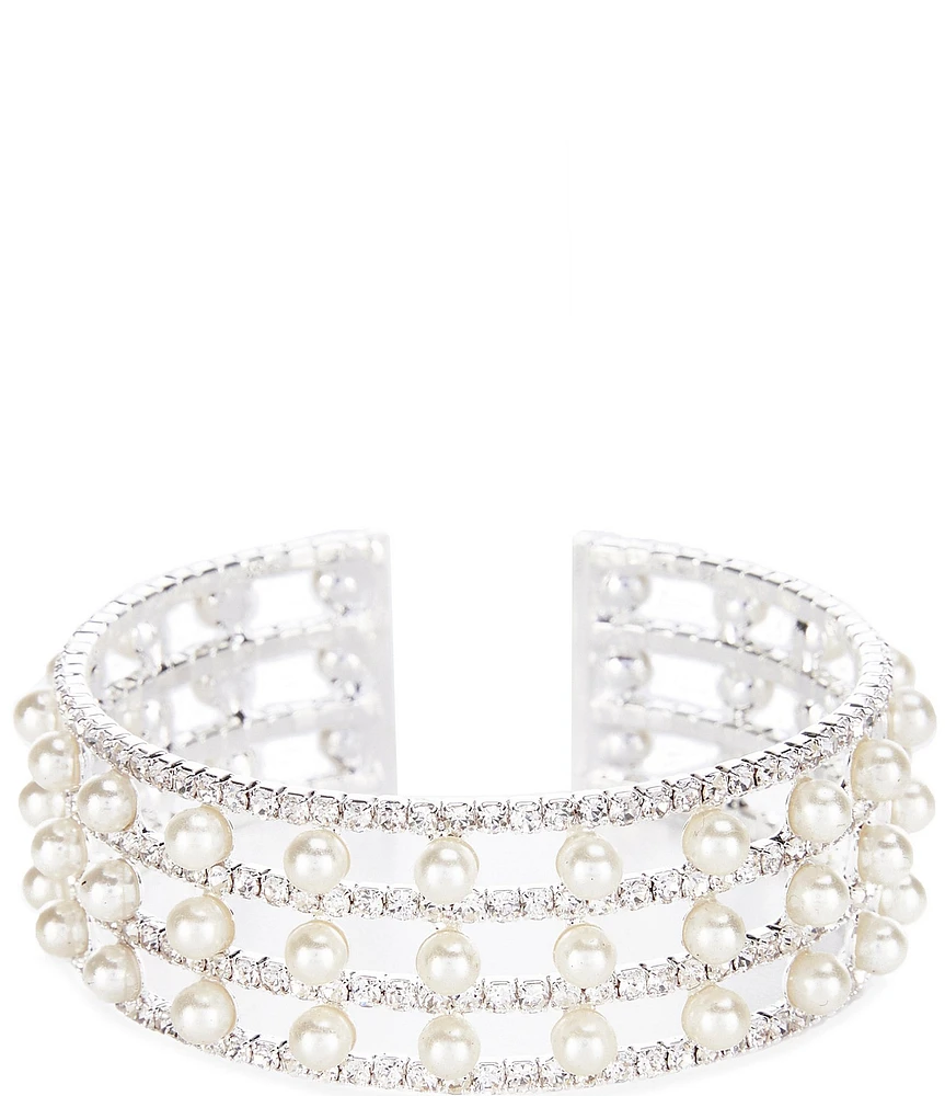 Cezanne Marietta Crystal Pearl Cuff Bracelet