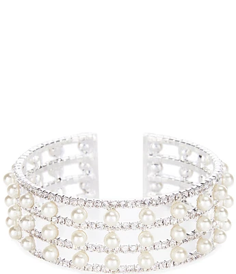 Cezanne Marietta Crystal Pearl Cuff Bracelet