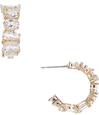 Cezanne Mix Shape CZ Huggie Hoop Earrings