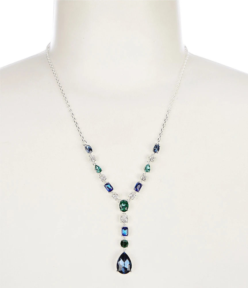 Cezanne Montana, Crystal CZ, & Emerald Multi Stone Y Necklace