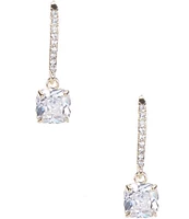 Cezanne Pave Cushion CZ Crystal Drop Earrings