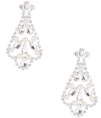 Cezanne Pearl Floral Crystal Drop Earrings