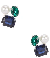 Cezanne Pearl, Montana, & Emerald Stone Stud Earrings