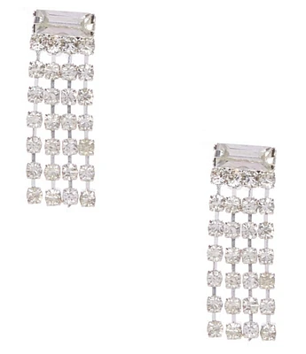 Cezanne Rhinestone Short Fringe Drop Earrings