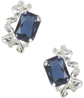 Cezanne Sapphire Blue Side Trim Stud Earrings