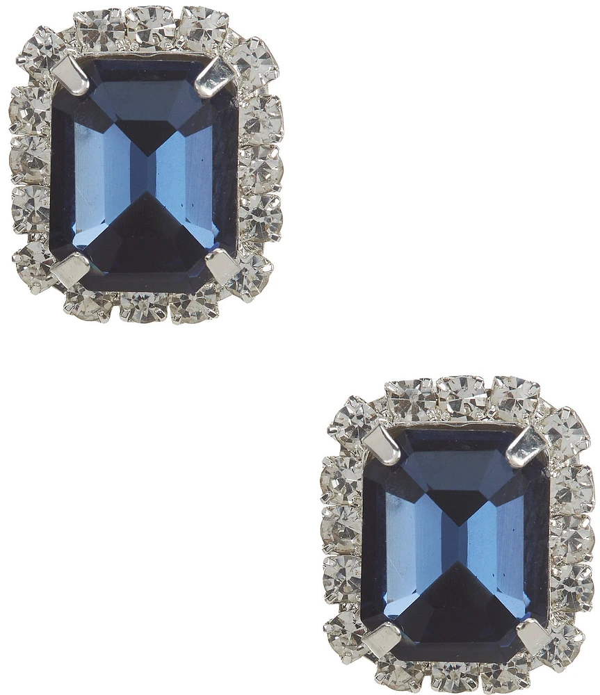 Cezanne Sapphire Blue Square Button Stud Earrings