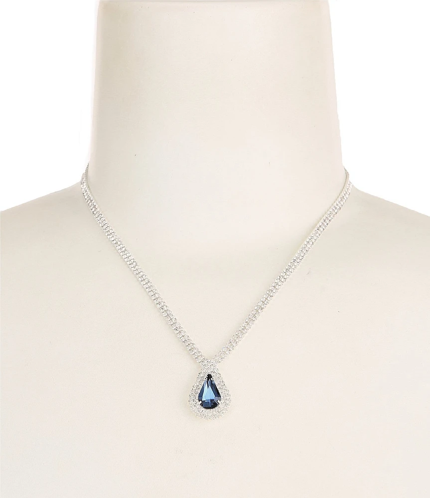 Cezanne Sapphire Blue Teardrop Long Pendant Necklace