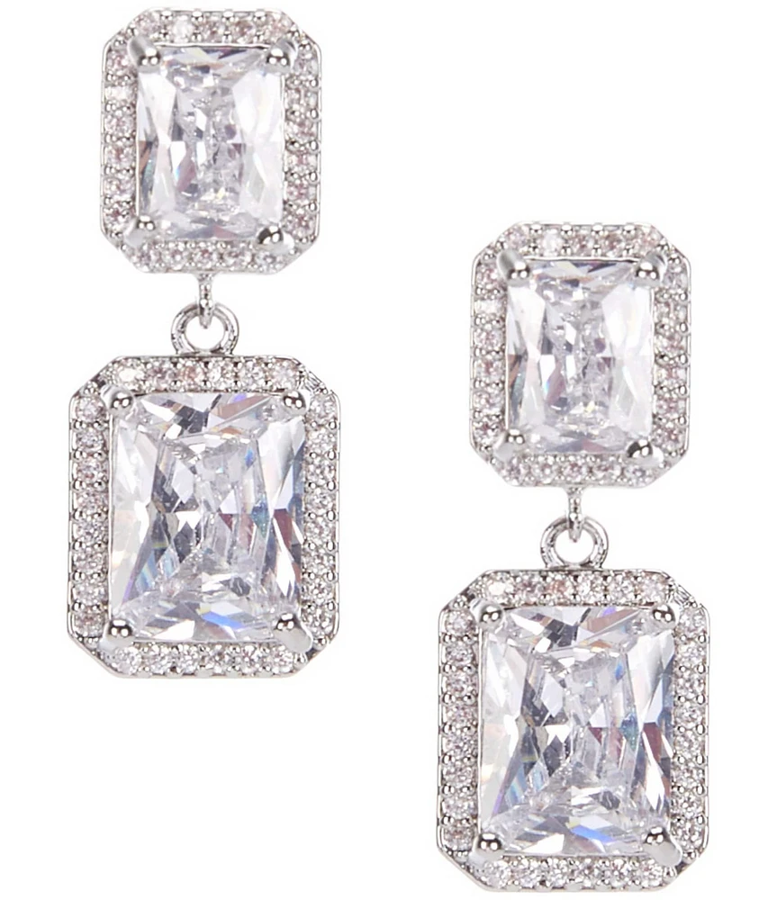 Cezanne Square Crystal Drop Earrings