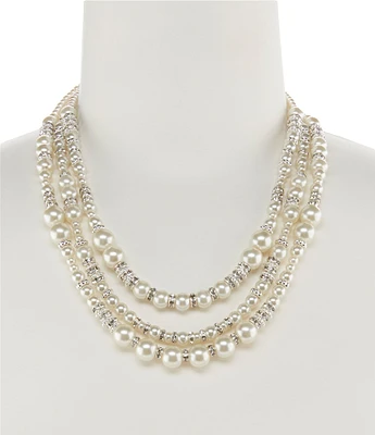 Cezanne Triple-Row Mixed Faux-Pearl Statement Necklace