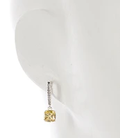 Cezanne Yellow CZ Square Stone Drop Earrings