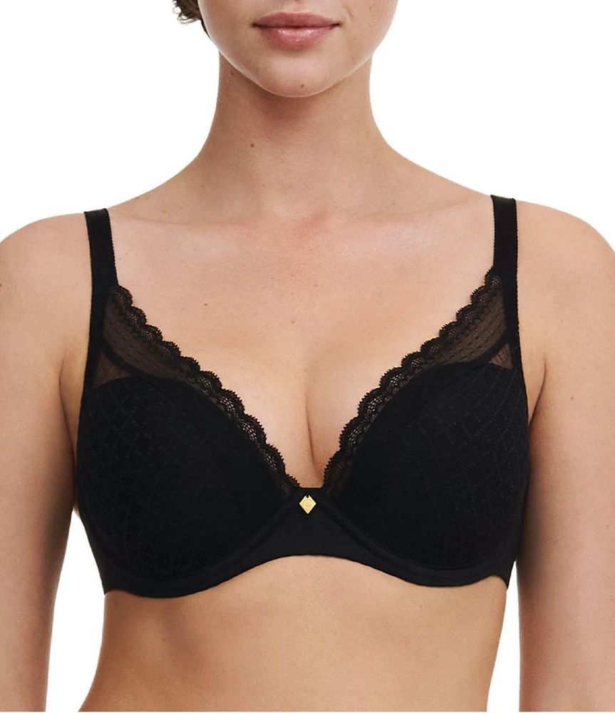 Chantelle Norah Chic Sheer Lace Detail Convertible Plunge T-Shirt Bra