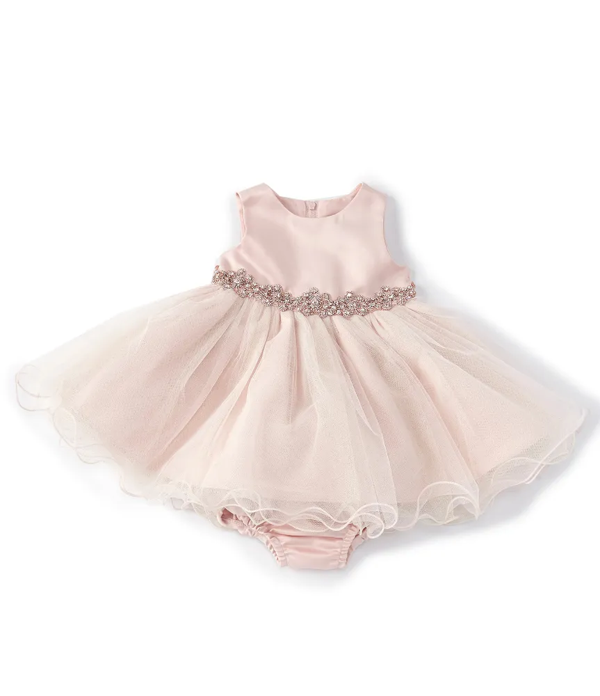 Chantilly Place Baby Girls 3-24 Months Satin/Mesh Wire-Hem Fit-And-Flare Dress