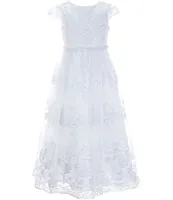 Chantilly Place Big Girls 7-16 Embroidered Lace Tea-Length Dress