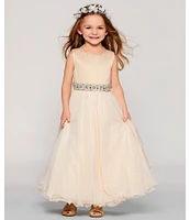 Chantilly Place Little Girls 2T-6X Beaded-Waist Wire-Hem Long Dress