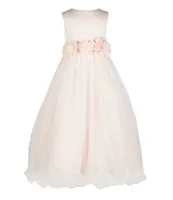 Chantilly Place Little Girls 2T-6X Sleeveless Satin/Mesh Gown Dress