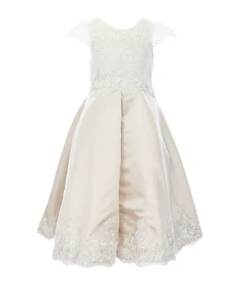 Chantilly Place Little Girls 4-6X Illusion Lace/Satin A-Line Dress