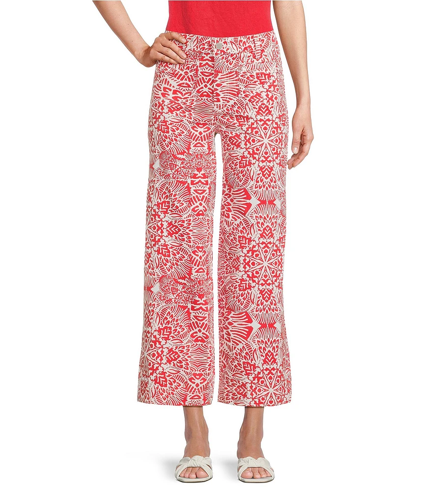 Charlie B. Abstract Print Cropped Flare Leg Pants