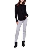 Charlie B. Back Lace-Up Crew Neck Long Sleeve Knit Top