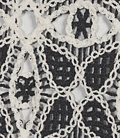 Charlie B. Crochet Knit Boat Neck Long Sleeve Top