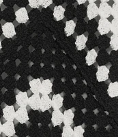 Charlie B. Crochet Knit Chevron Crew Neck Sleeveless Top