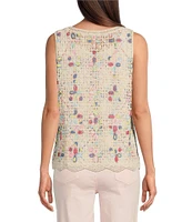 Charlie B. Crochet Knit Round Neck Sleeveless Top