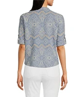 Charlie B. Eyelet Embroidered V-Neck 3/4 Sleeve Blouse