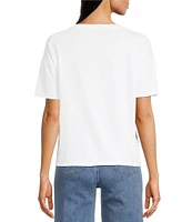 Charlie B. Knit Crew Neck Short Sleeve Floral Graphic Print T-Shirt