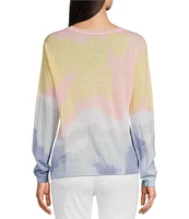 Charlie B. Knit Printed V-Neck Long Sleeve Tie Dye Sweater