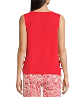 Charlie B. Linen Blend Round Neck Sleeveless Top
