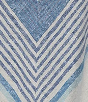 Charlie B. Linen Blend Stripe Print Boat Neck Cap Sleeve Tie-Front Blouse