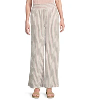 Charlie B. Linen-Blend Stripe Print Wide Leg Pants