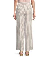 Charlie B. Linen-Blend Stripe Print Wide Leg Pants