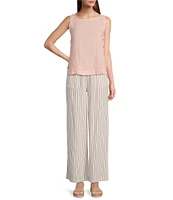 Charlie B. Linen-Blend Stripe Print Wide Leg Pants