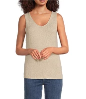 Charlie B. Lurex Knit Metallic V-Neck Sleeveless Cami