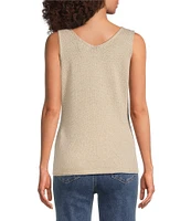 Charlie B. Lurex Knit Metallic V-Neck Sleeveless Cami
