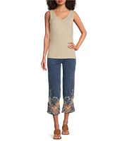 Charlie B. Lurex Knit Metallic V-Neck Sleeveless Cami