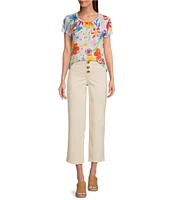 Charlie B. Mid Rise Cropped Straight-Leg Pants