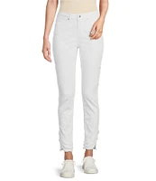 Charlie B. Mid Rise Frayed Hem Straight Leg Ankle Pants