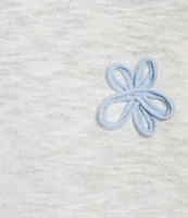Charlie B. Round Neck 3/4 Sleeves Flower Patch Sweater