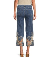 Charlie B. Stretch Denim Mid Rise Lace Flare Leg Jeans