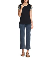 Charlie B. Stretch Denim Mid Rise Wide-Leg Jeans