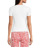 Charlie B. Stretch Knit Crew Neck Short Sleeve Top