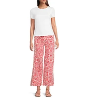 Charlie B. Stretch Knit Crew Neck Short Sleeve Top