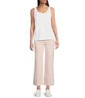 Charlie B. Stretch Twill Mid Rise Wide Leg Cropped Pants