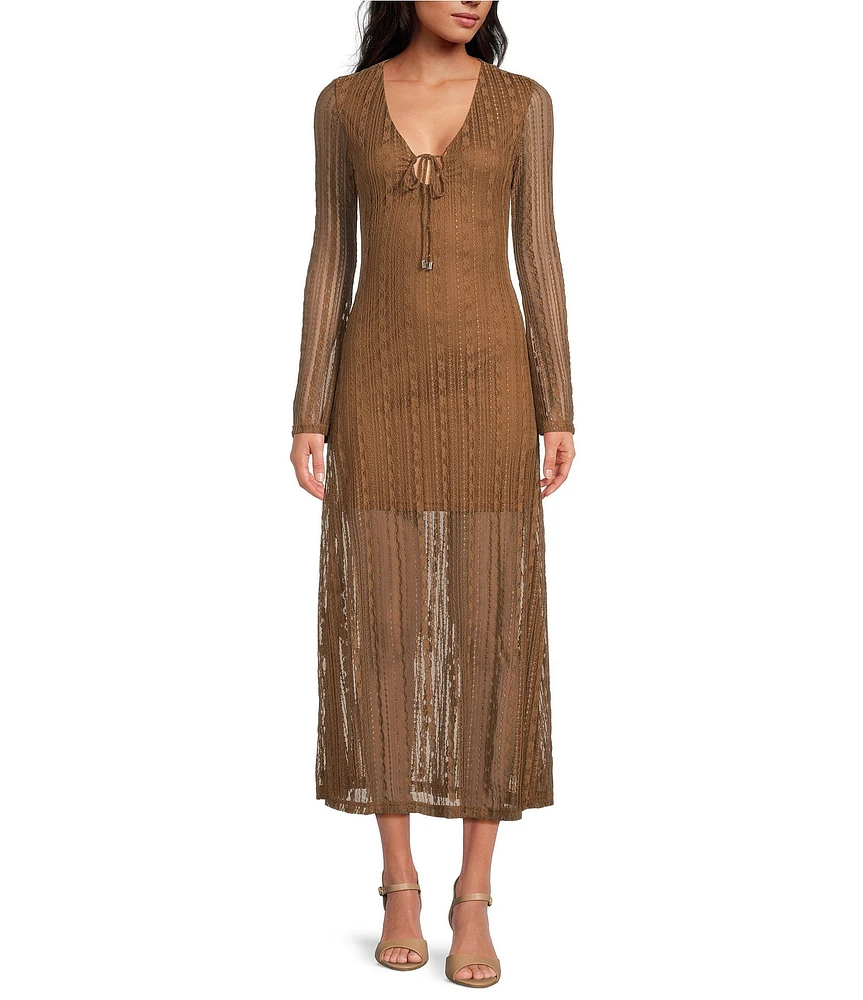 Chelsea & Violet Adalyn Lace Tie Front V-Neck Maxi Dress