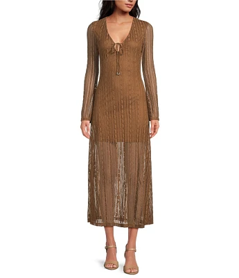 Chelsea & Violet Adalyn Lace Tie Front V-Neck Maxi Dress