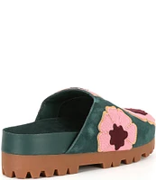 Chelsea & Violet Arden Suede Floral Patchwork Platform Clogs